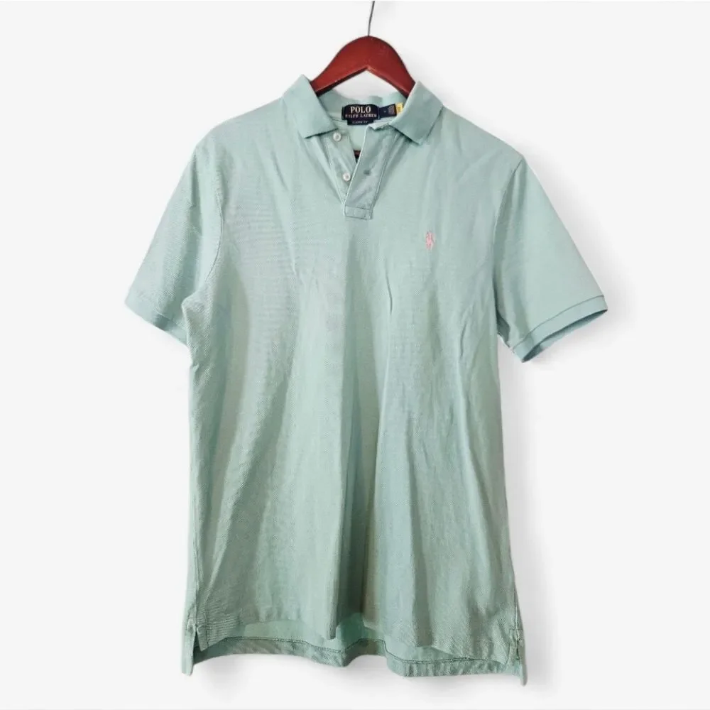 Polo Ralph Lauren Iconic Classic Fit Mint Green Logo Cotton Pique Polo Shirt M